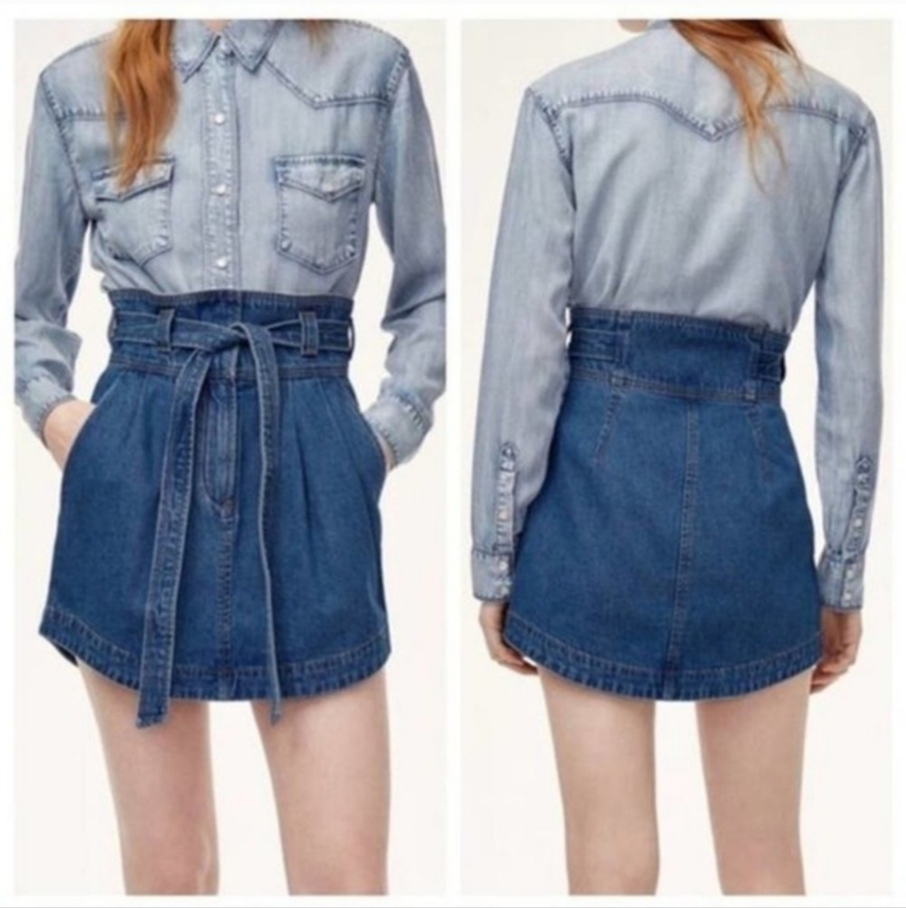 Aritzia Wilfrid Denim Blue Women's western mini skirt sz 2